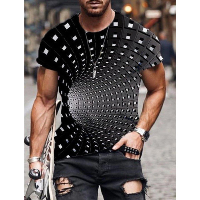 2022 Foreign Trade New Summer Personalized Large Size 3dt-shirt Men's Casual Simple Icon Printed Short-sleeved Round Neck T-shirt