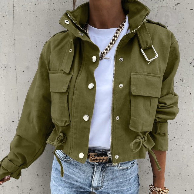 Spring Autumn Women Jackets Tops Fashion Basic Bomber Jacket Streetwear Long Sleeve Coat Female Solid Color Casual Outerwear