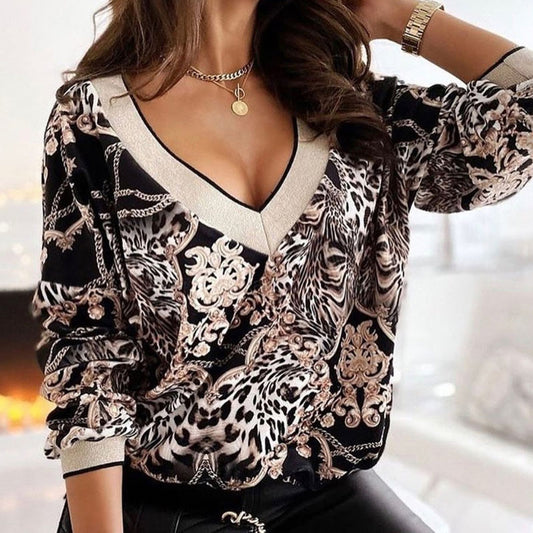Women's Elegant Long-Sleeved Floral Print T-Shirt 2