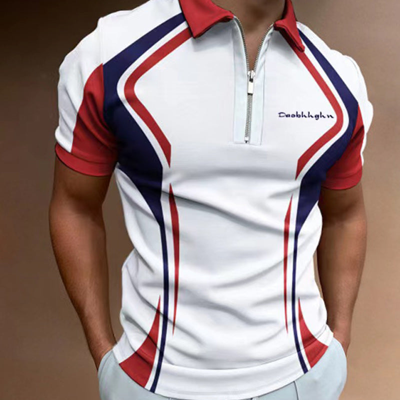 Polo de moda para hombre, camiseta Polo de manga corta a rayas para hombre, camiseta transpirable ajustada, cuello Polo de negocios