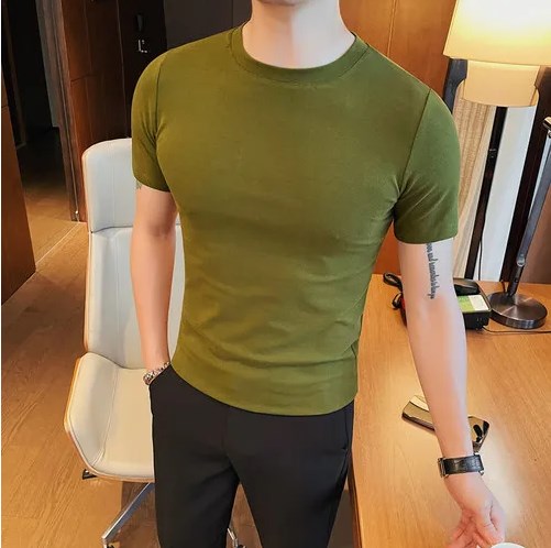 Plain Men Basic Round Neck Shirt