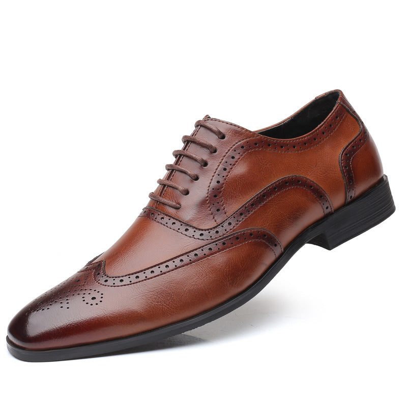 British block carved business leather shoes