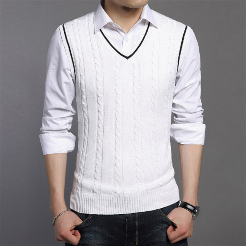 Maglione di Modo Degli Uomini Senza Maniche Lavorato A Maglia la Maglia Maschio Con Scollo A V Pullover Giacca Maschile Sottile Solido Casual Mens di Lana Maglie e Maglioni Maglia