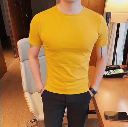 Plain Men Basic Round Neck Shirt