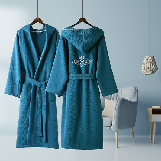 In stock wholesale Star hotel cotton bathrobe light gray nightgown couple cotton women's four seasons universal homewear pajamas