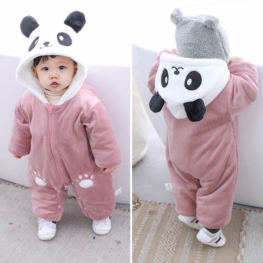 Winter Panda Baby Hoodie Rompers Overalls Bodysuit Jumpsuit Newborn Girl Boy cotton Snowsuit Kids infant Snow Wear clothes