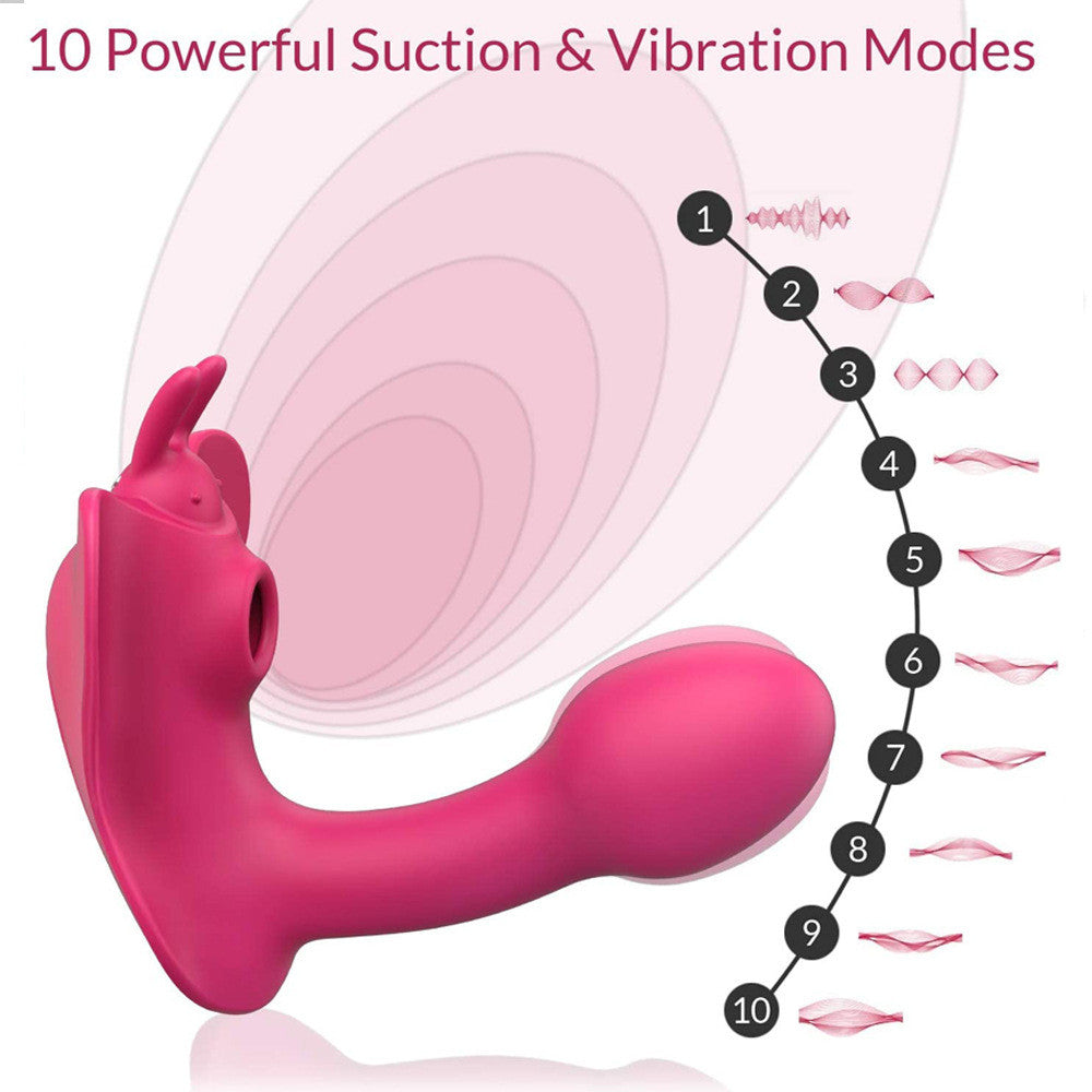 Simulation phallus female butterfly remote control wearing out vibration telescopic stick sucking waterproof wireless jumping egg love