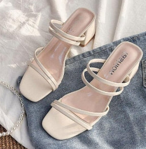 WOLFF Elegante High-Heel Sandalen | Quadratischer Absatz Offene Zehen Sexy Sandalias Keilabsatz Schuhe