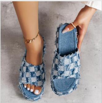 Jeans wedge sandals
