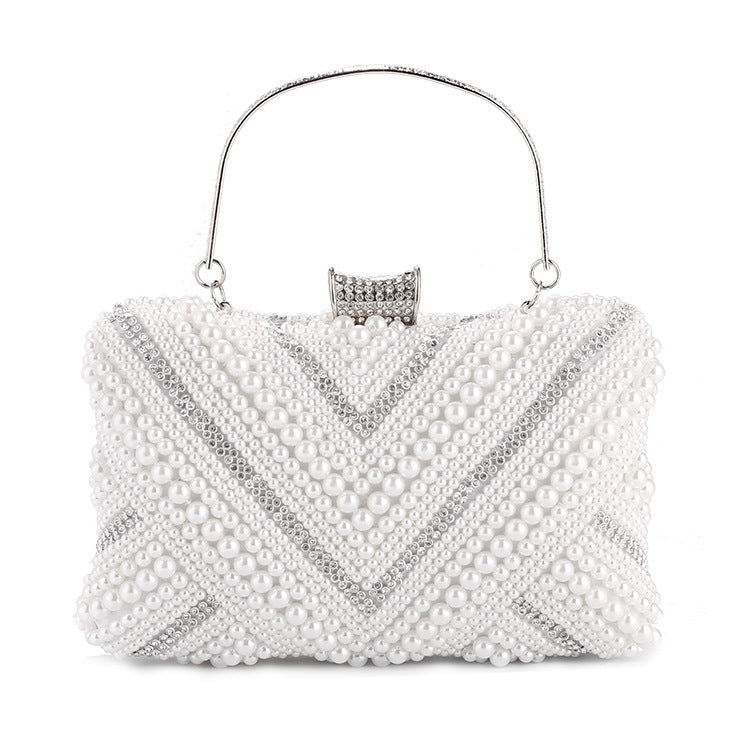 Factory direct sales cross-border hot-selling evening bag European and American high-end pearl banquet clutch bag dress evening bridal bag, pearl banquet clutch bag, dress evening bridal bag