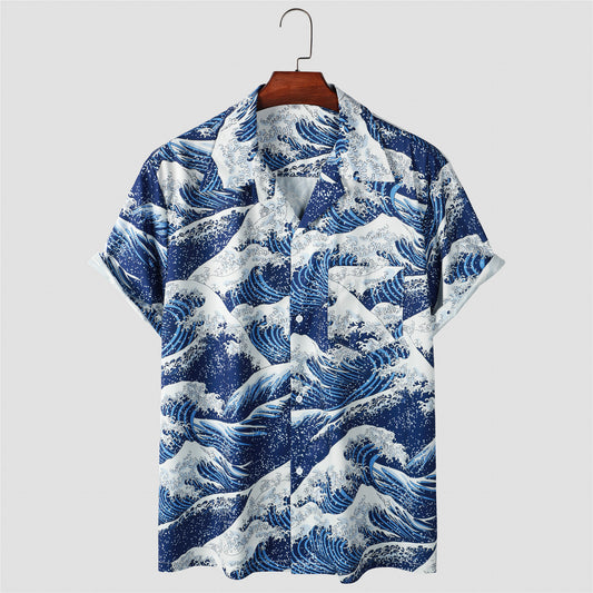 Foreign trade independent station for 2023 spring and summer positioning flower full printed shirt cross-border short sleeve men's and women's 3320