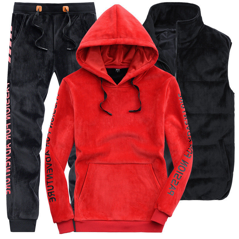 Gold velvet three-piece suit