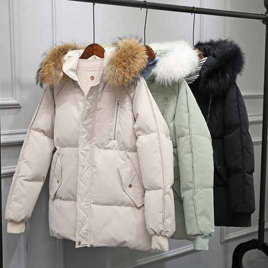 Down Jacket Women's Short Style Show Thin Big Hair Collar Coat Women