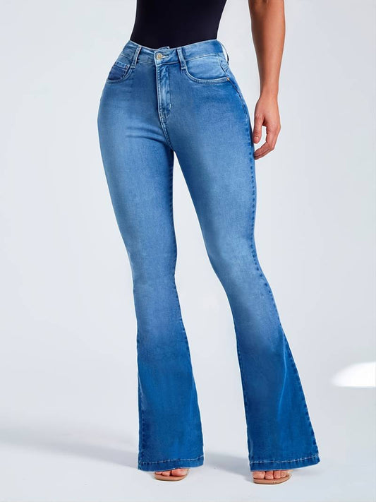Stretchy High-Rise Skinny Bell Bottoms  Dark Wash Flared Boot Cut Jean Pants  Women's Clothing and Denim