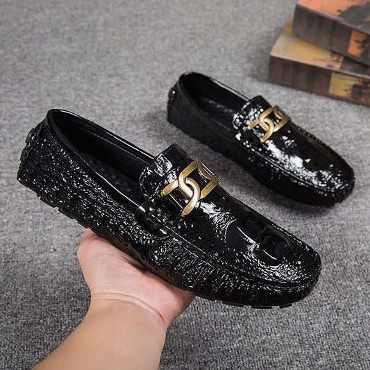 Leather Shoes Pattern A Foot Pedal Casual Metal Buckle Tide