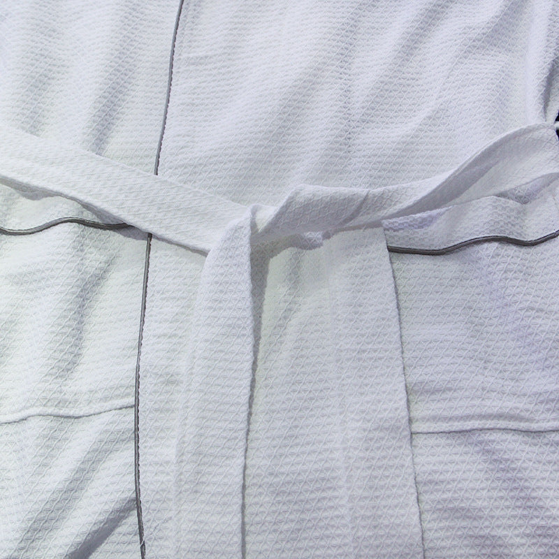 Hotel bathrobe waffle cotton green collar hotel bathrobe beauty salon waffle bathrobe nightgown pure cotton wholesale