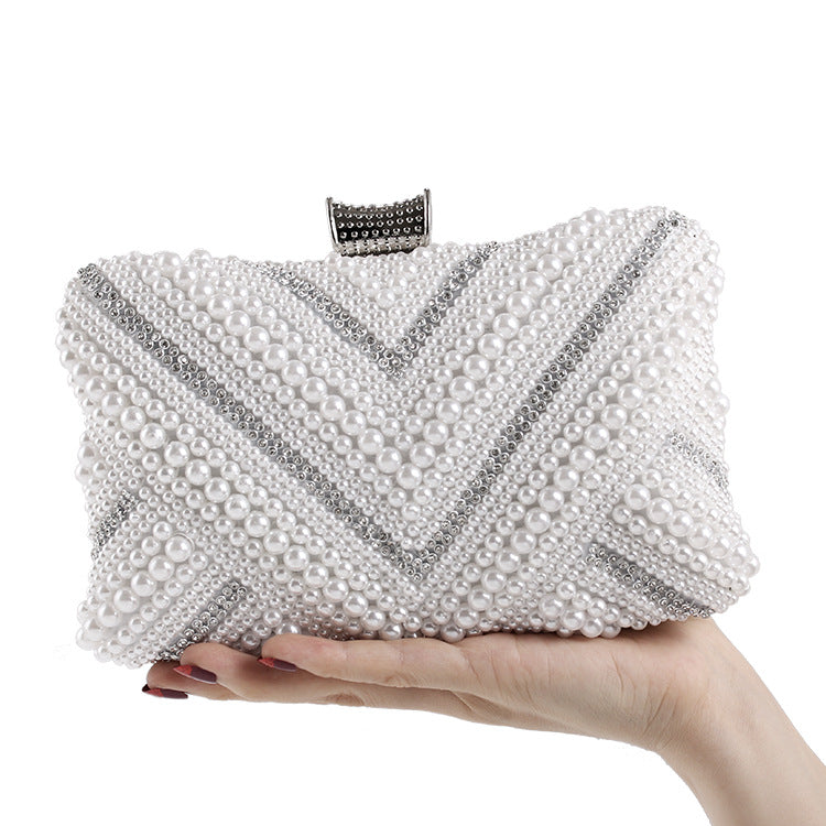 Factory direct sales cross-border hot-selling evening bag European and American high-end pearl banquet clutch bag dress evening bridal bag, pearl banquet clutch bag, dress evening bridal bag
