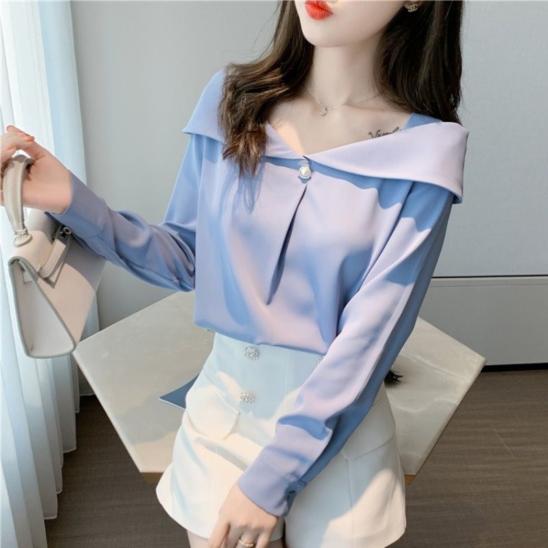 Silk Shirt Spring 2023 New Satin Top Women's Design Sense All-match Loose Light Mature Elegant Chiffon Shirt