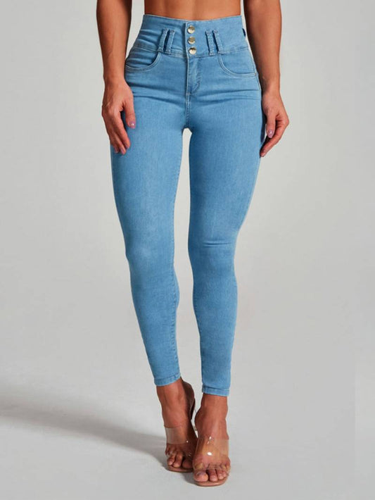 Stretchy High-Rise Skinny Jeans  Slim Fit Curve Sculpting High Waist Jean Pants  Women's Clothing and Denim