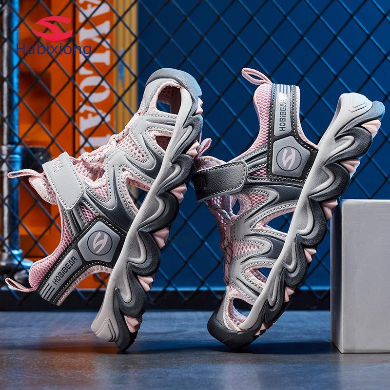 Habi Bear Children's Shoes 2023 Summer Boys Baotou Sandals Girls Beach Shoes Lightweight Roman Shoes Factory Daifa