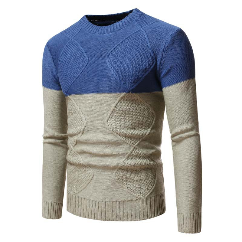 Men's Round Neck Jacquard Pullover Sweater