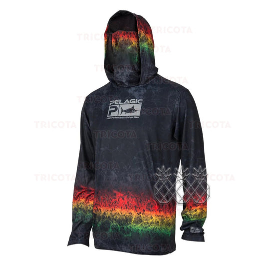 Pelagic Fishing Shirts Men's Performance Long Sleeve Hooded Angling Clothes With Mask UV Protection Camouflage Fishing T-shirts