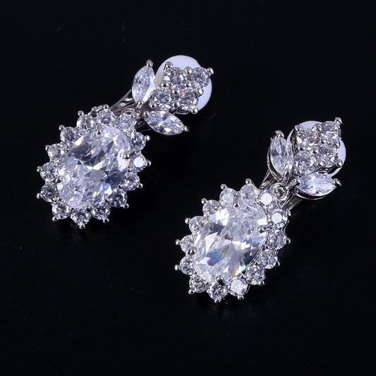 Fast selling hot fashion bridal suite jewelry, copper inlaid zircon necklace, earring earrings, pineapple jewelry manufacturers