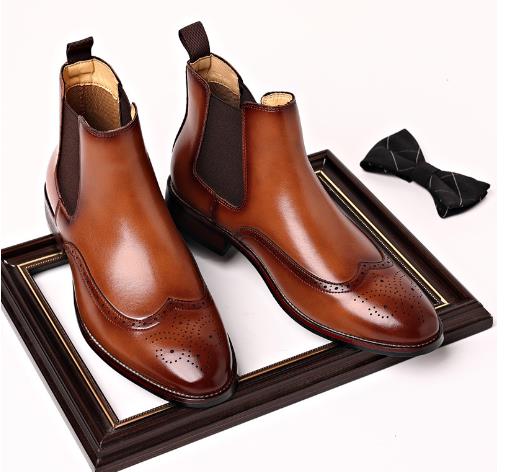 New Low Heel 38-48 Men's Side Zipper Solid Low Boots