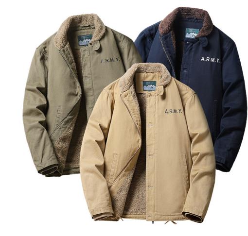 Men winter thickened lambskin coat, plush cotton coat, retro jacket