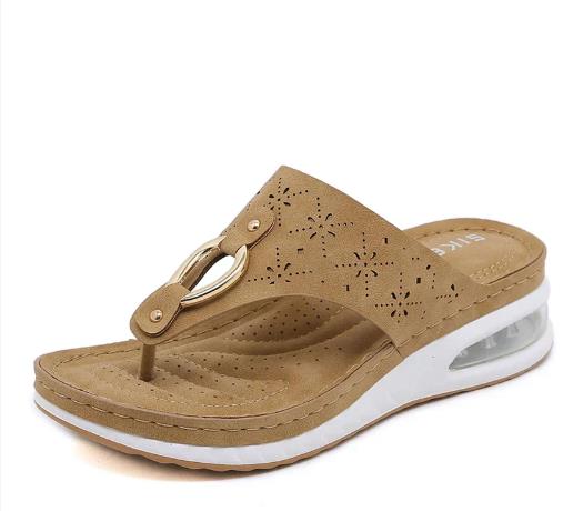 WOLFF - Bequeme Keilabsatz Flip Flops
