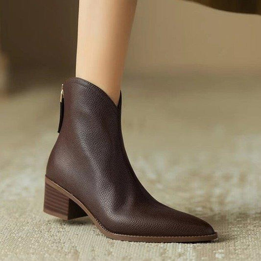 Simple Solid Color And Nude Ankle Boots For Women