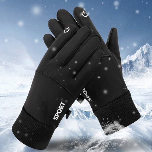 Black Warm Full Fingers Waterproof Cycling Outdoor Sports Running Motorcycle Ski Touch Screen Fleece Winter Gloves