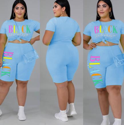 Letter Print Patchwork Shorts Set summer short sleeve T-shirt + shorts sets women's tracksuit Two piece