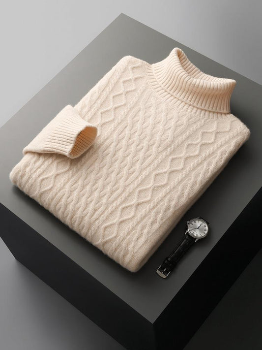 Winter High Collar Pure Cashmere Sweater Men's Casual