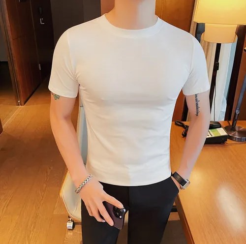 Plain Men Basic Round Neck Shirt