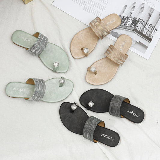 Outer wear fashionable lazy beach slippers