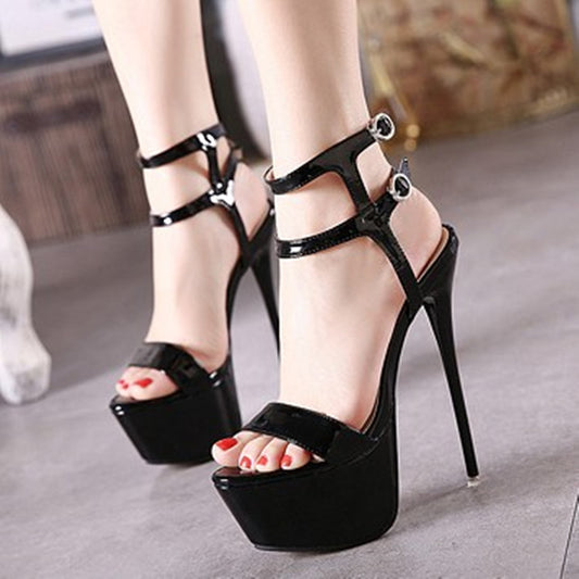 2023 Summer new European and American sexy nightclub high heel shoes water platform super high heel sandals foreign trade size 46 stiletto heel women's shoes