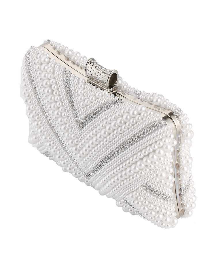 Factory direct sales cross-border hot-selling evening bag European and American high-end pearl banquet clutch bag dress evening bridal bag, pearl banquet clutch bag, dress evening bridal bag
