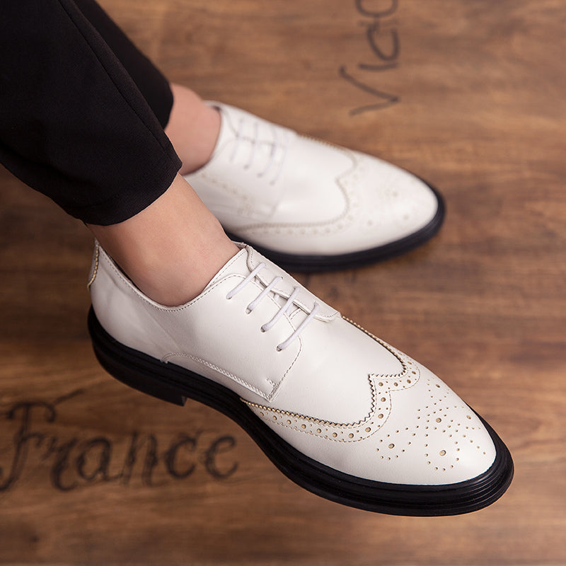 Men's Small Leather Shoes Business Suits British Bullock White Men's Shoes