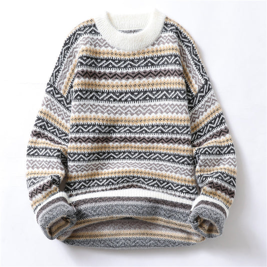 Autumn And Winter Mink Velvet Sweater Men's Knit Sweater Plus Velvet Thick Winter Coat Warm Line