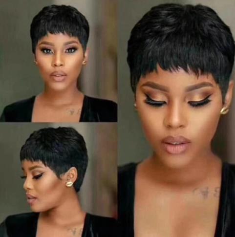 Factory direct supply cross-border Europe and the United States full mechanism short hair real hair elf headgear Pixie human hair