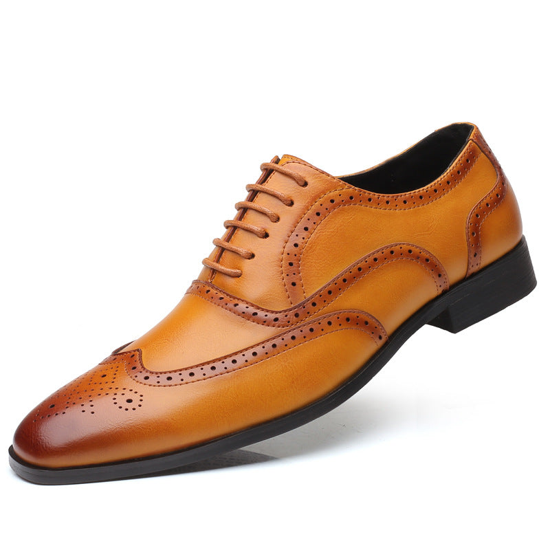 British block carved business leather shoes