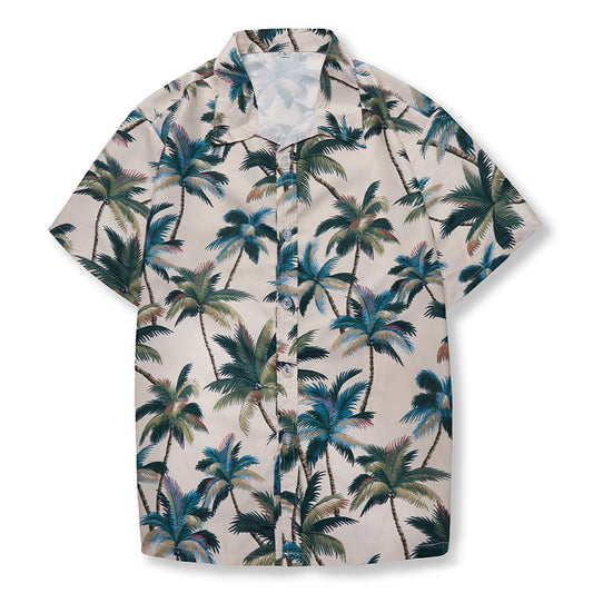 2024 Summer new coconut digital printing shirt men's classic cardigan short sleeve Hawaiian short sleeve shirt