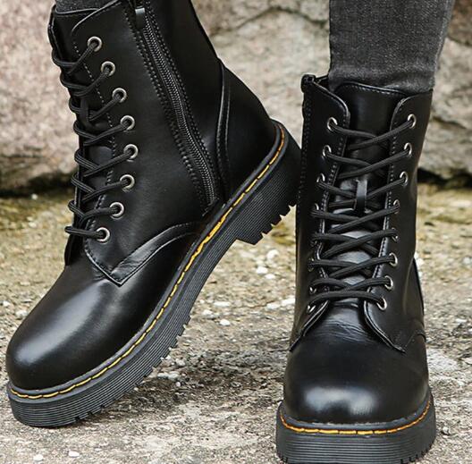 WOLFF - Leather lace-up boots with zip
