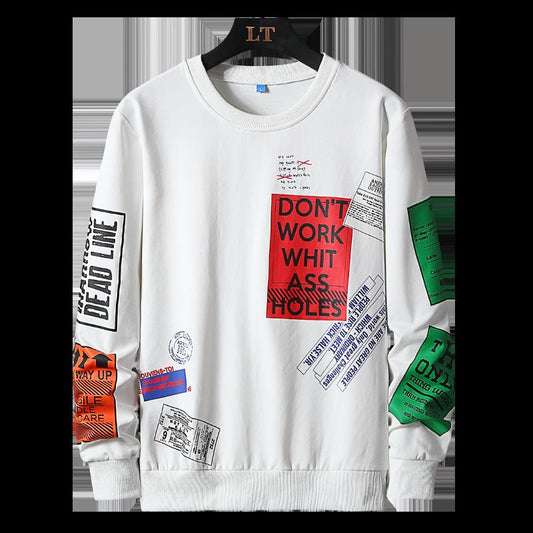 Spring and Autumn New Long-sleeved Shirts Men's Travel Print Funny Sweatshirt Texture Carton Print with Large Size Base M-8XL