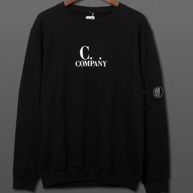 Trendy brand unisex lens splicing round neck pullover sweater men's loose hip-hop tops letters long-sleeved boutique pullover