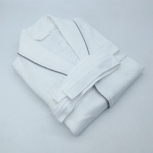 Hotel bathrobe waffle cotton green collar hotel bathrobe beauty salon waffle bathrobe nightgown pure cotton wholesale