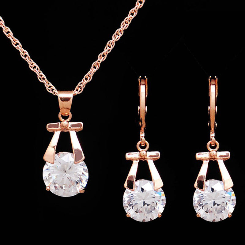 2020, Europe and America new jewelry, crystal earrings, jewelry set, Korean version of the bride necklace, gold-plated butterfly pendant