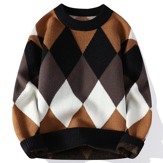 Harajuku Men's Sports style wool sweater, Men's knit jumper, Hot men's Argyle sweater, high quality fashion, new, Autumn/Winter