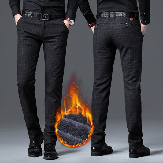 Plush check track pants